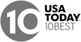 The image features a logo with the words "USA TODAY 10BEST" next to a stylized number "10" design.