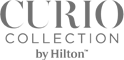 Logo of "Curio Collection by Hilton" featuring stylized text in gray.
